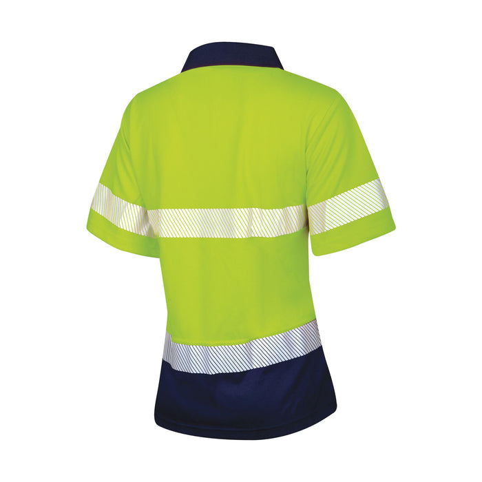 Tru Womens Recycled Anti-Microbial Micromesh S/S Two Tone Hi-Vis Polo Shirt with Segmented Tape