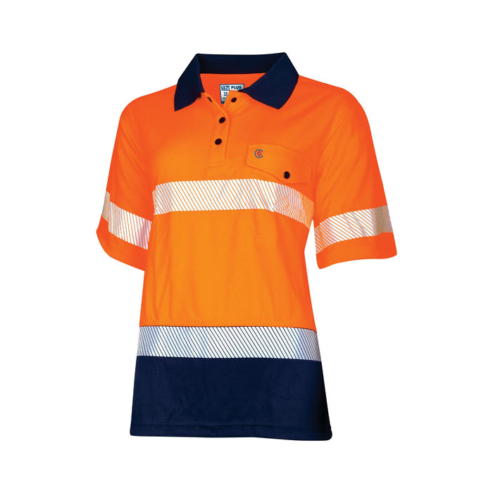 Tru Womens Recycled Anti-Microbial Micromesh S/S Two Tone Hi-Vis Polo Shirt with Segmented Tape