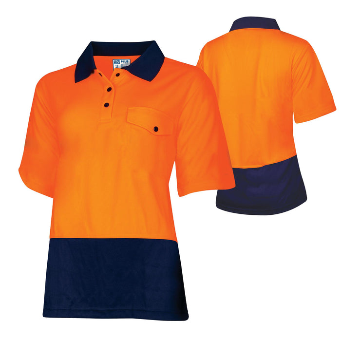 Tru Womens Recycled Anti-Microbial Micromesh S/S Two Tone Hi-Vis Polo Shirt