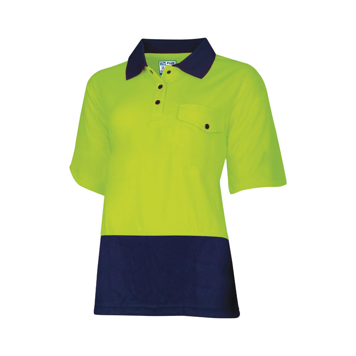 Tru Womens Recycled Anti-Microbial Micromesh S/S Two Tone Hi-Vis Polo Shirt