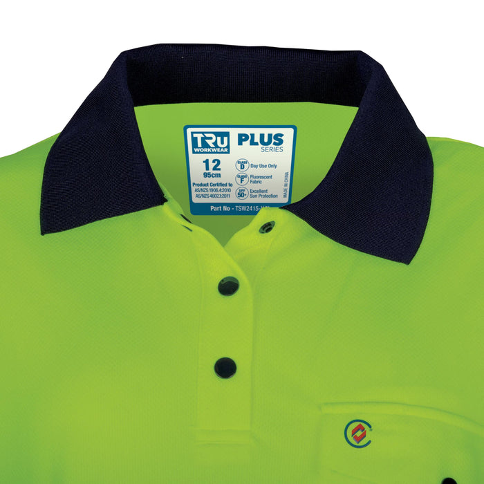 Tru Womens Recycled Anti-Microbial Micromesh S/S Two Tone Hi-Vis Polo Shirt