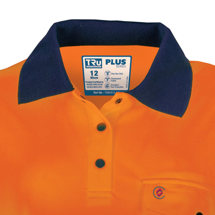 Tru Womens Recycled Anti-Microbial Micromesh S/S Two Tone Hi-Vis Polo Shirt