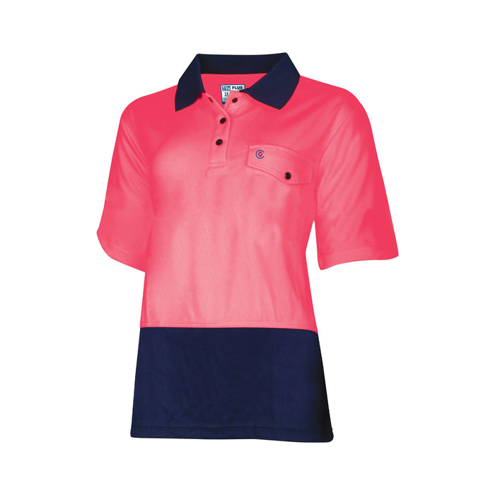 Tru Womens Recycled Anti-Microbial Micromesh S/S Two Tone Hi-Vis Polo Shirt