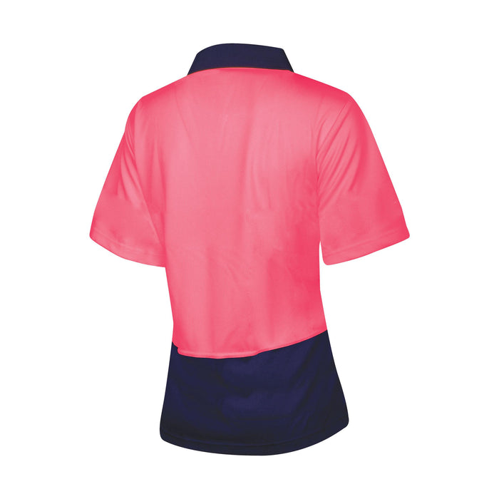 Tru Womens Recycled Anti-Microbial Micromesh S/S Two Tone Hi-Vis Polo Shirt