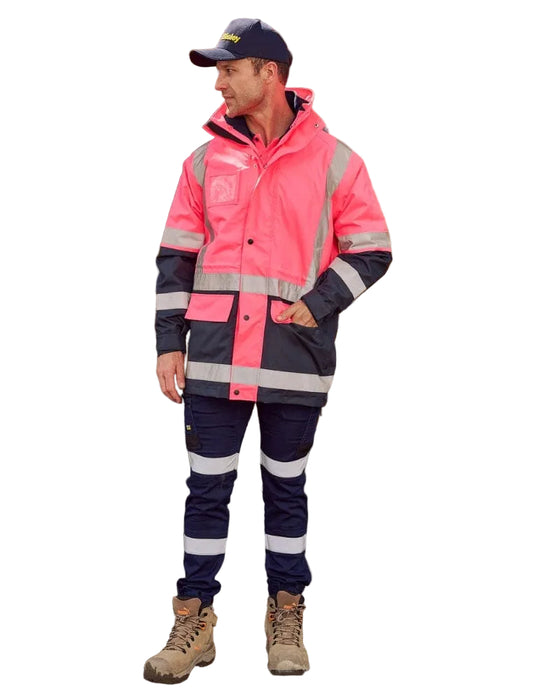 Bisley Taped 5 In 1 Rain Jacket - Pink/Navy (BK6975)