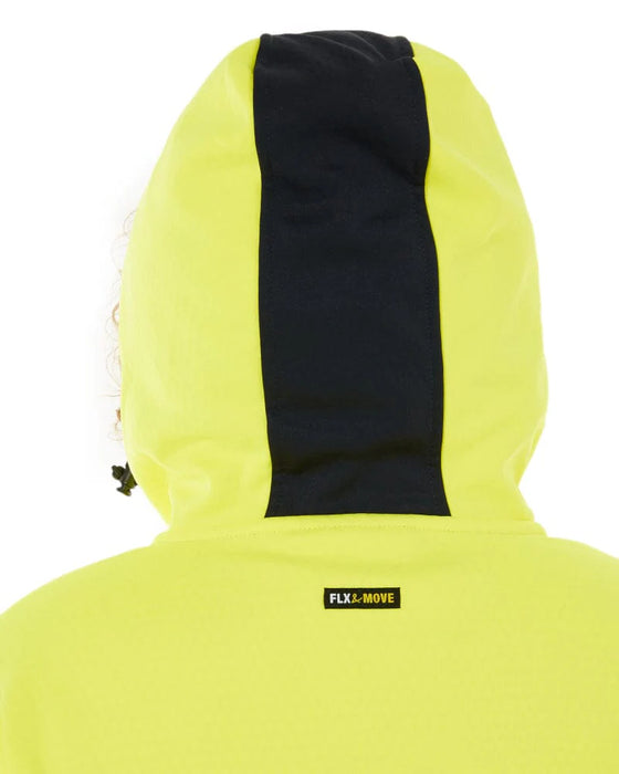 Bisley Womens Flex and Move Hi Vis Taped Liquid Repellent Fleece Hoodie - Yellow/Navy