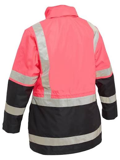 Bisley Womens Taped Hi Vis 5 In 1 Rain Jacket (BKL6975)