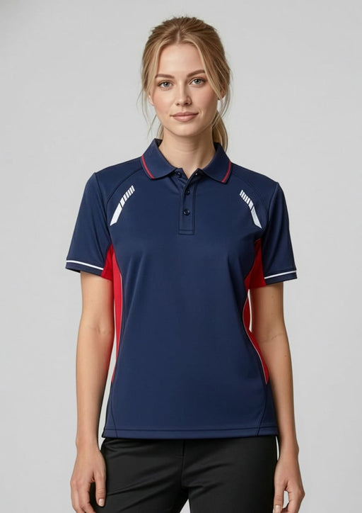 Biz Collection Women's Renegade Polo - Navy/Red/Silver