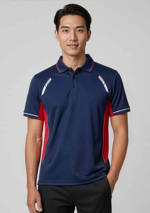 Biz Collection Men's Renegade Polo - Navy/Red/Silver