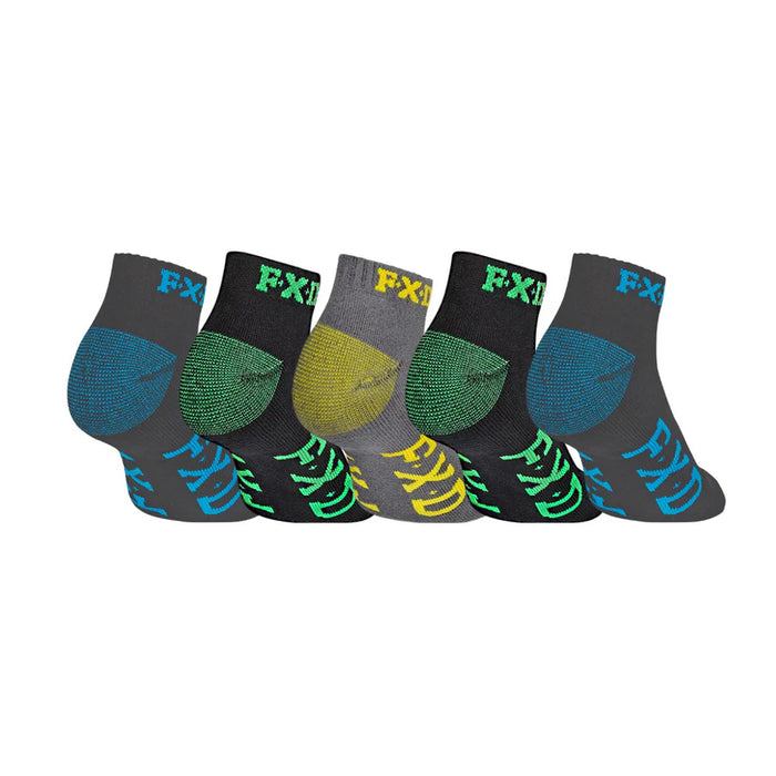 FXD SK3 5 Pack - ANKLE WORK SOCKS - Multi Coloured Size 7-12