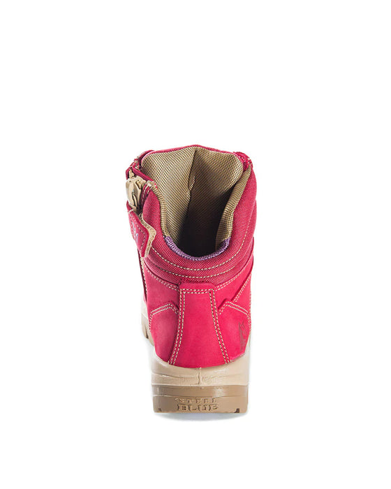 Steel Blue Southern Cross Lace Up Ankle Boot with Zip - Pink