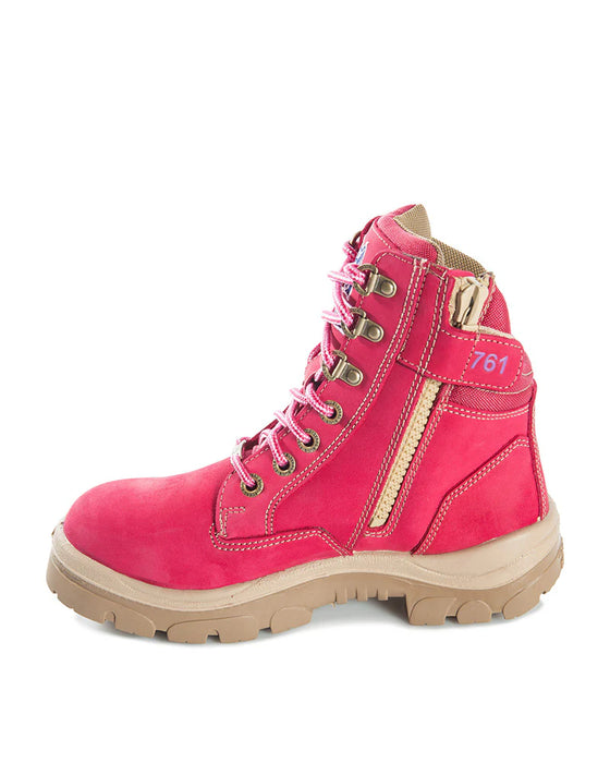 Steel Blue Southern Cross Lace Up Ankle Boot with Zip - Pink